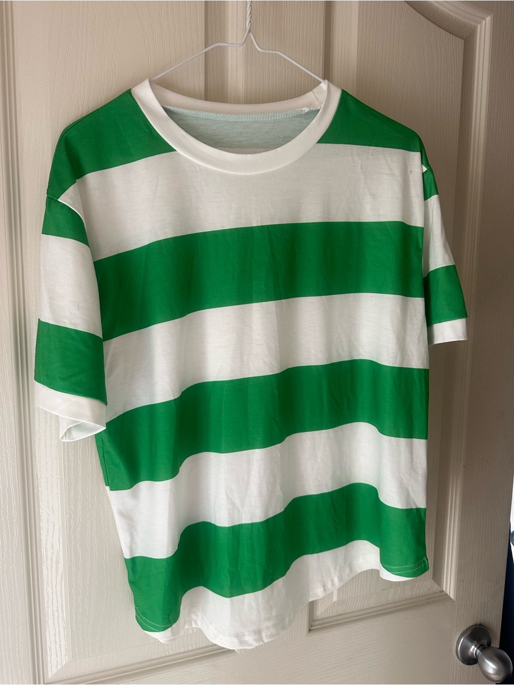 Green and White Wide Stripe Tee
